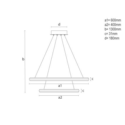 LED stmievateľný luster na lane LED/90W/230V 3000-6500K priemer 60 cm + diaľkové ovládanie
