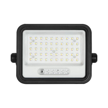 LED stmievateľný solárny reflektor 100 W / 3,2 V / 2000–8000 K / IP65 / 5000 mAh, čierny, s diaľkovým ovládaním