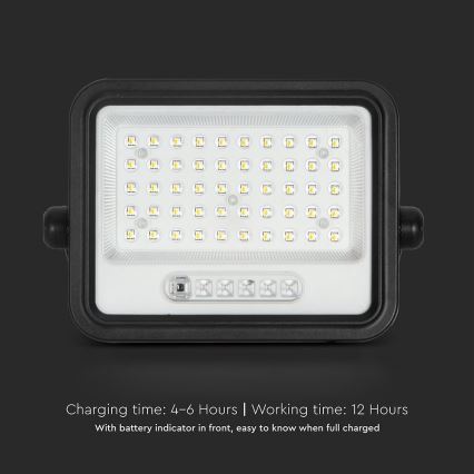 LED stmievateľný solárny reflektor 100 W / 3,2 V / 2000–8000 K / IP65 / 5000 mAh, čierny, s diaľkovým ovládaním