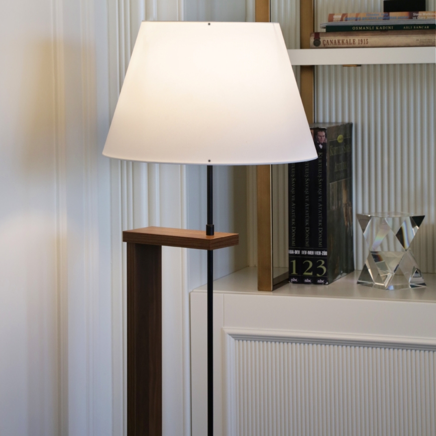 Stojacia lampa AYD 1xE27/40W/230V biela+/hnedá