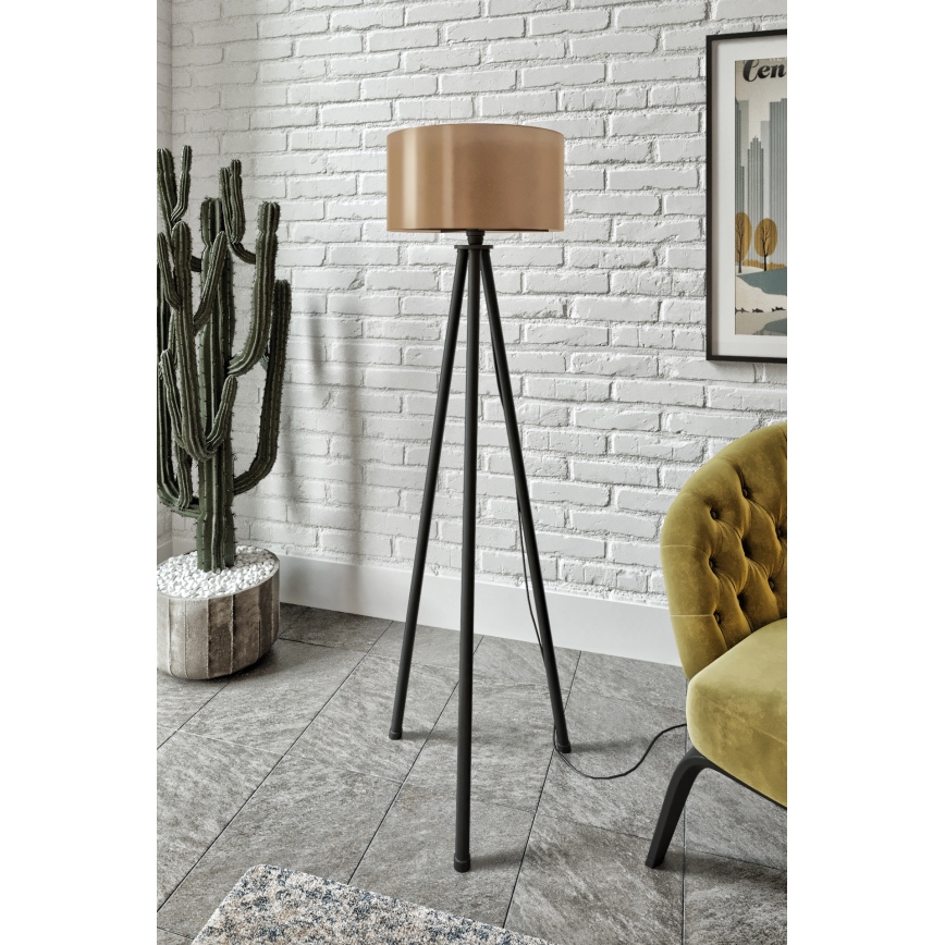 Stojacia lampa AYD 1xE27/40W/230V čierna/hnedá