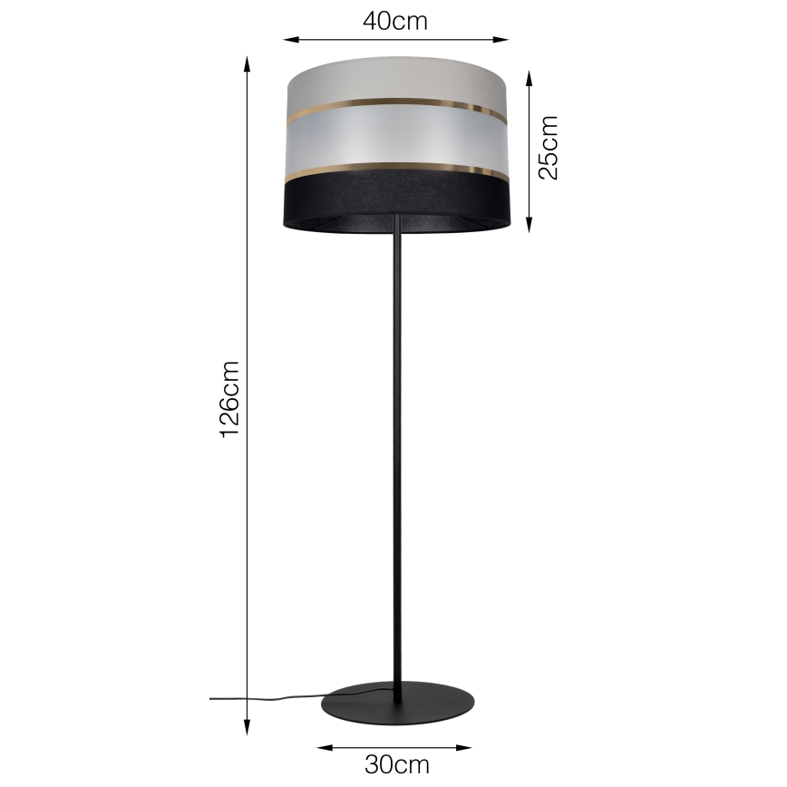 Stojacia lampa CORAL 1xE27/60W/230V čierna/šedá