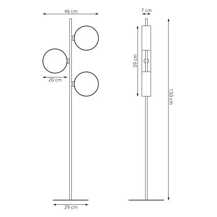 Stojacia lampa DRUMZ 3xE14/10W/230V čierna