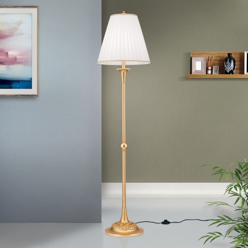 Stojacia lampa FONSA 1xE27/60W/230V biela/zlatá