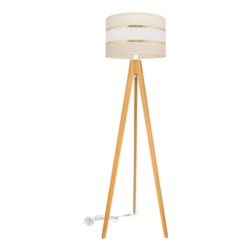 Stojacia lampa HELEN 1xE27/15W/230V krémová/zlatá/dub