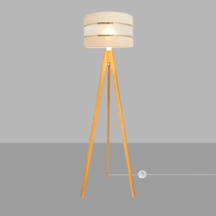 Stojacia lampa HELEN 1xE27/15W/230V krémová/zlatá/dub