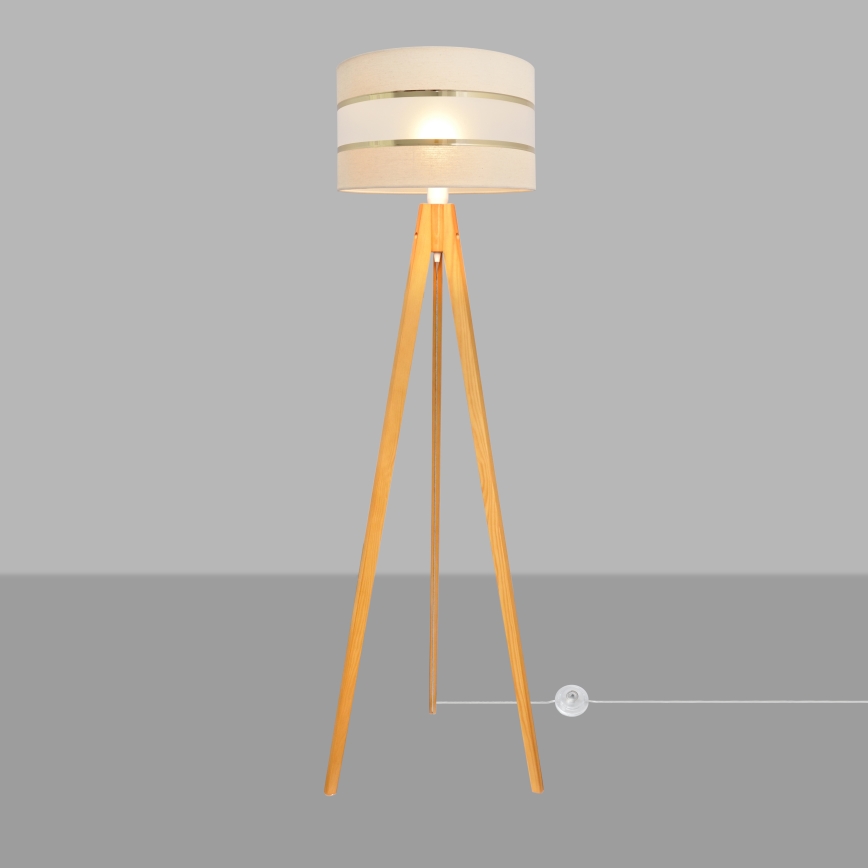 Stojacia lampa HELEN 1xE27/15W/230V krémová/zlatá/dub