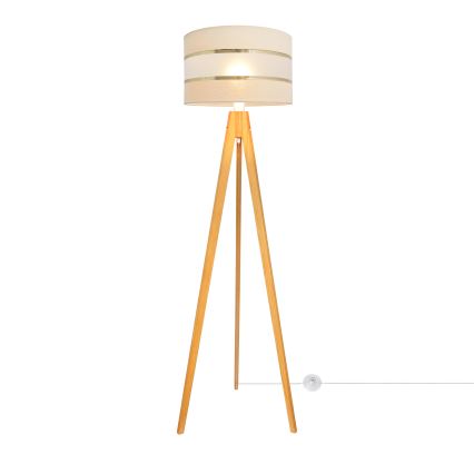 Stojacia lampa HELEN 1xE27/15W/230V krémová/zlatá/dub
