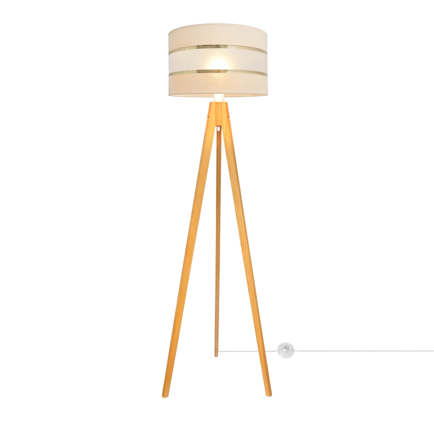 Stojacia lampa HELEN 1xE27/15W/230V krémová/zlatá/dub