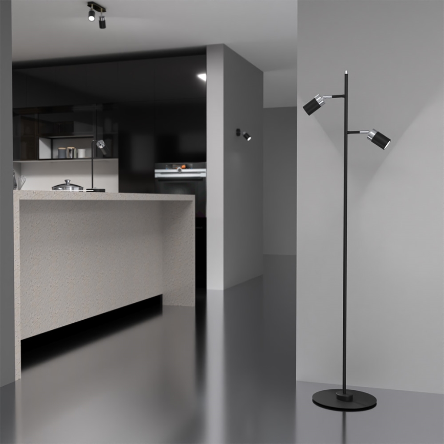 Stojacia lampa JOKER 2xGU10/25W/230V čierna/lesklý chróm