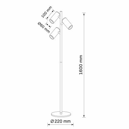 Stojacia lampa MARIBEL 3xGU10/12W/230V čierna