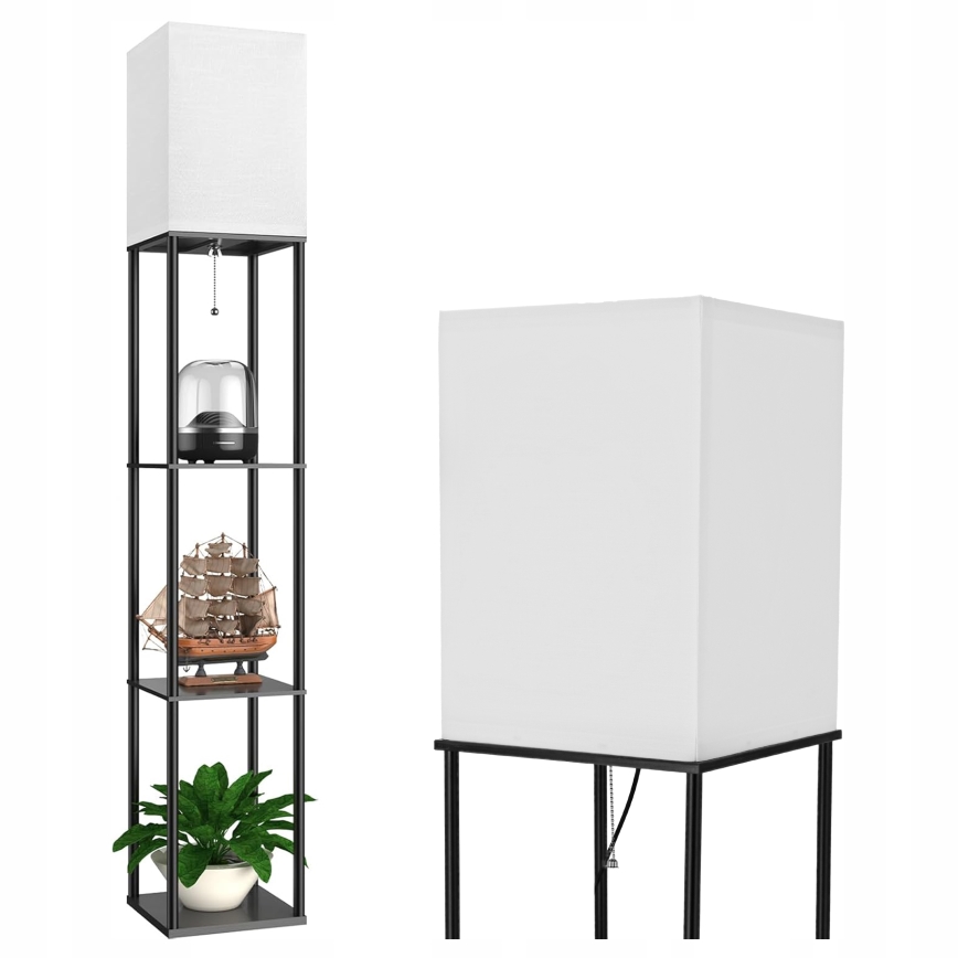 Stojacia lampa s policami 1xE27/40W/230V 160 cm čierna/biela