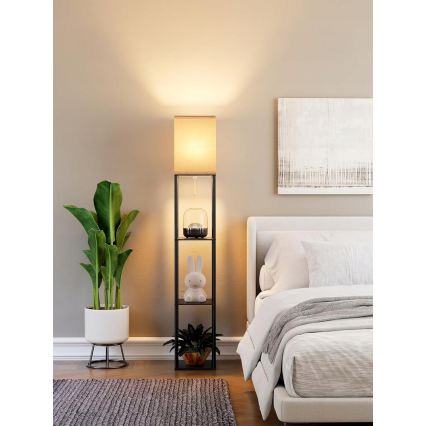 Stojacia lampa s policami 1xE27/40W/230V čierna/biela