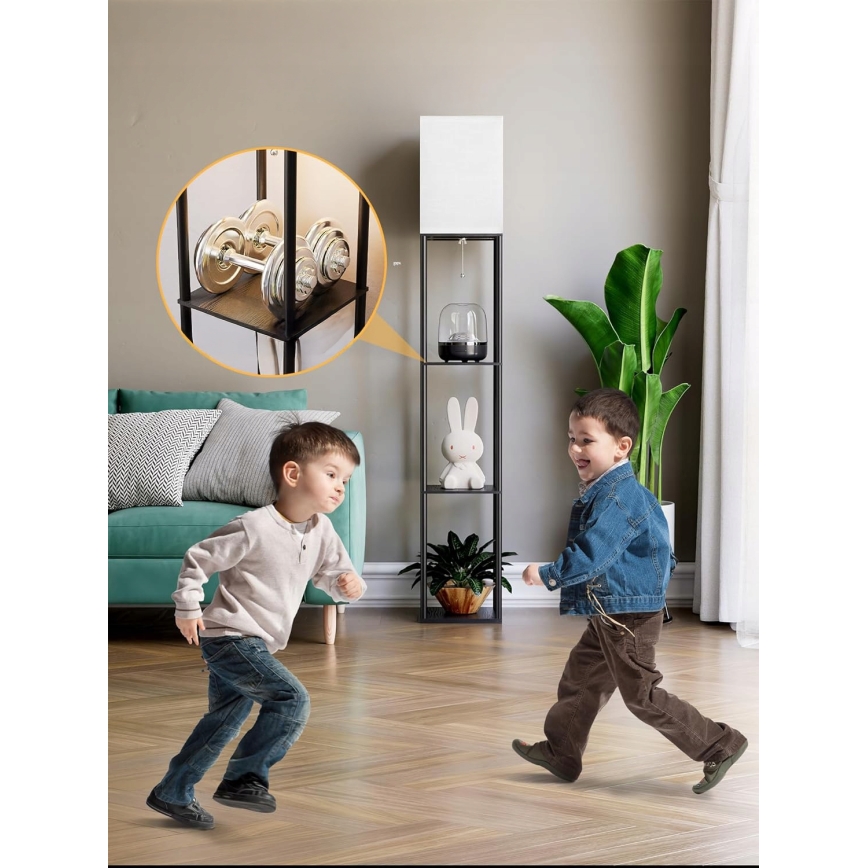 Stojacia lampa s policami 1xE27/40W/230V čierna/biela