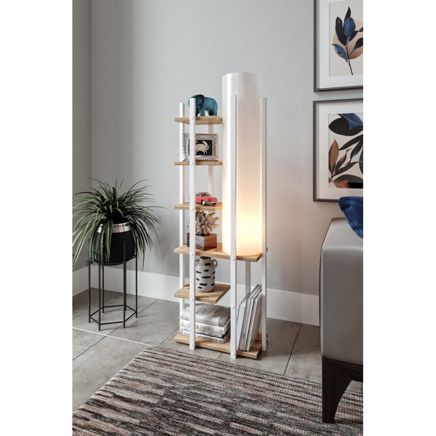 Stojacia lampa s poličkami MODA DOR 1xE27/40W/230V biela/hnedá