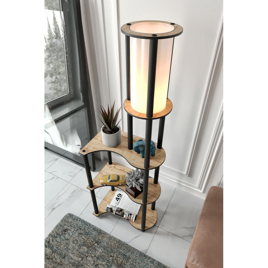 Stojacia lampa s poličkami NOTO 1xE27/40W/230V béžová/čierna
