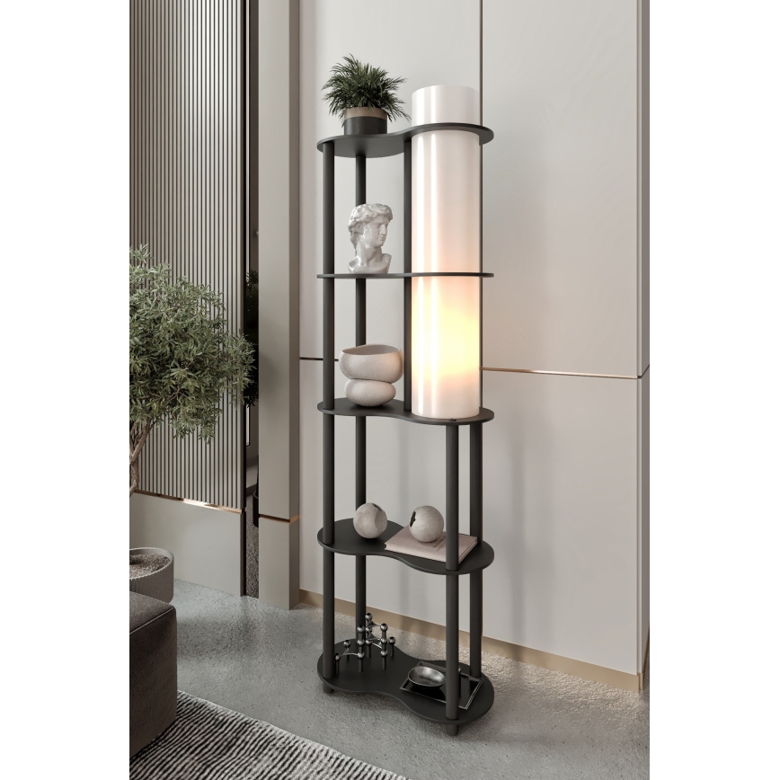 Stojacia lampa s poličkami NOTO 1xE27/40W/230V čierna