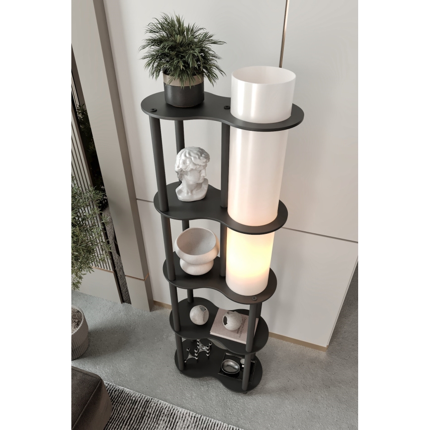 Stojacia lampa s poličkami NOTO 1xE27/40W/230V čierna