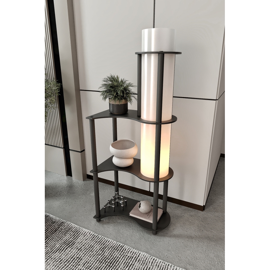 Stojacia lampa s poličkami NOTO 1xE27/40W/230V čierna