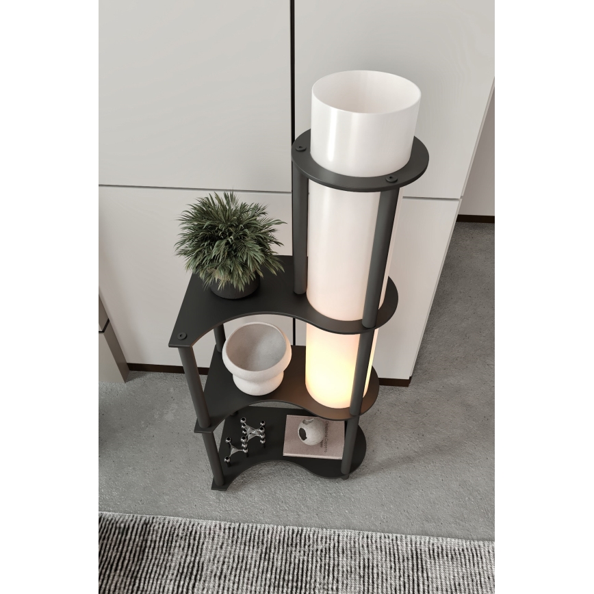 Stojacia lampa s poličkami NOTO 1xE27/40W/230V čierna