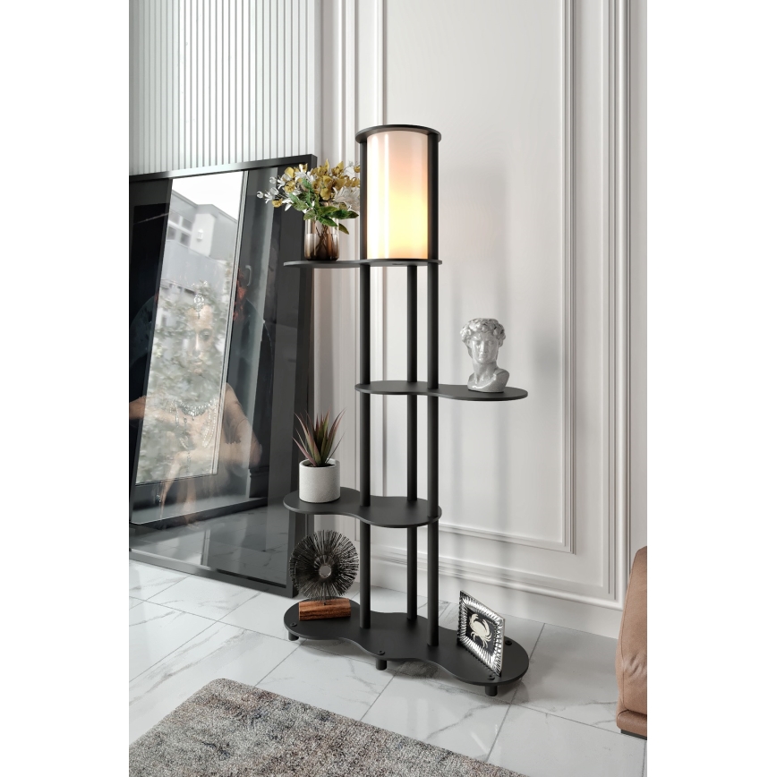 Stojacia lampa s poličkami NOTO 1xE27/40W/230V čierna