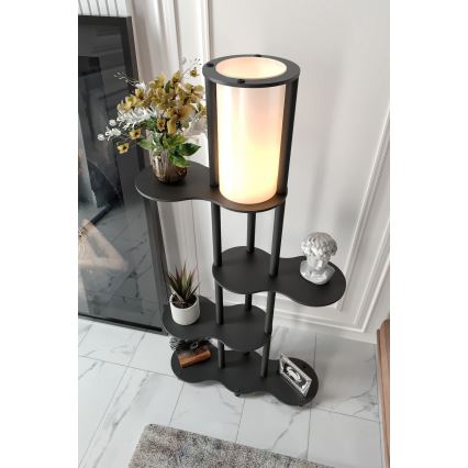 Stojacia lampa s poličkami NOTO 1xE27/40W/230V čierna
