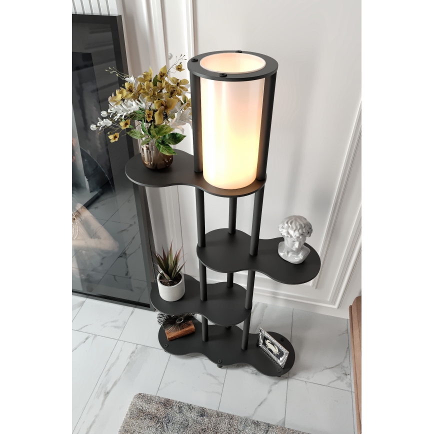 Stojacia lampa s poličkami NOTO 1xE27/40W/230V čierna