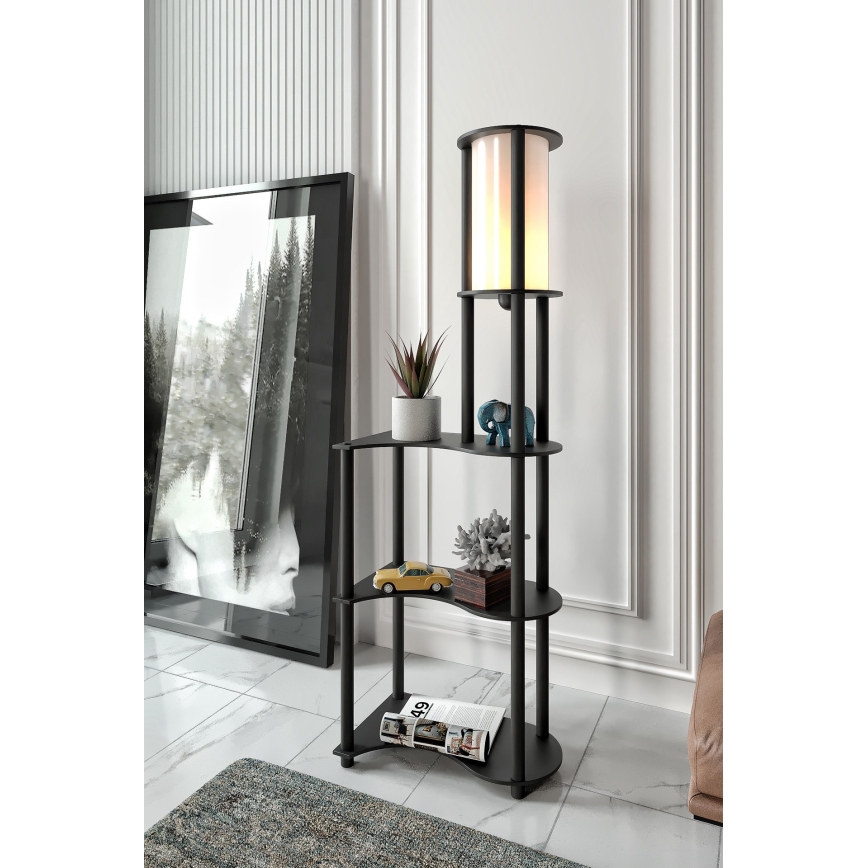 Stojacia lampa s poličkami NOTO 1xE27/40W/230V čierna