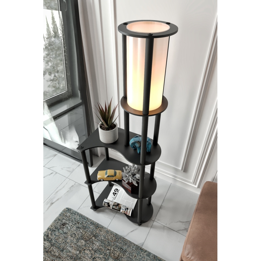 Stojacia lampa s poličkami NOTO 1xE27/40W/230V čierna