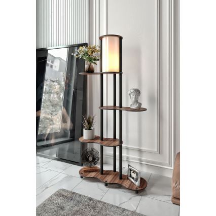 Stojacia lampa s poličkami NOTO 1xE27/40W/230V hnedá/čierna