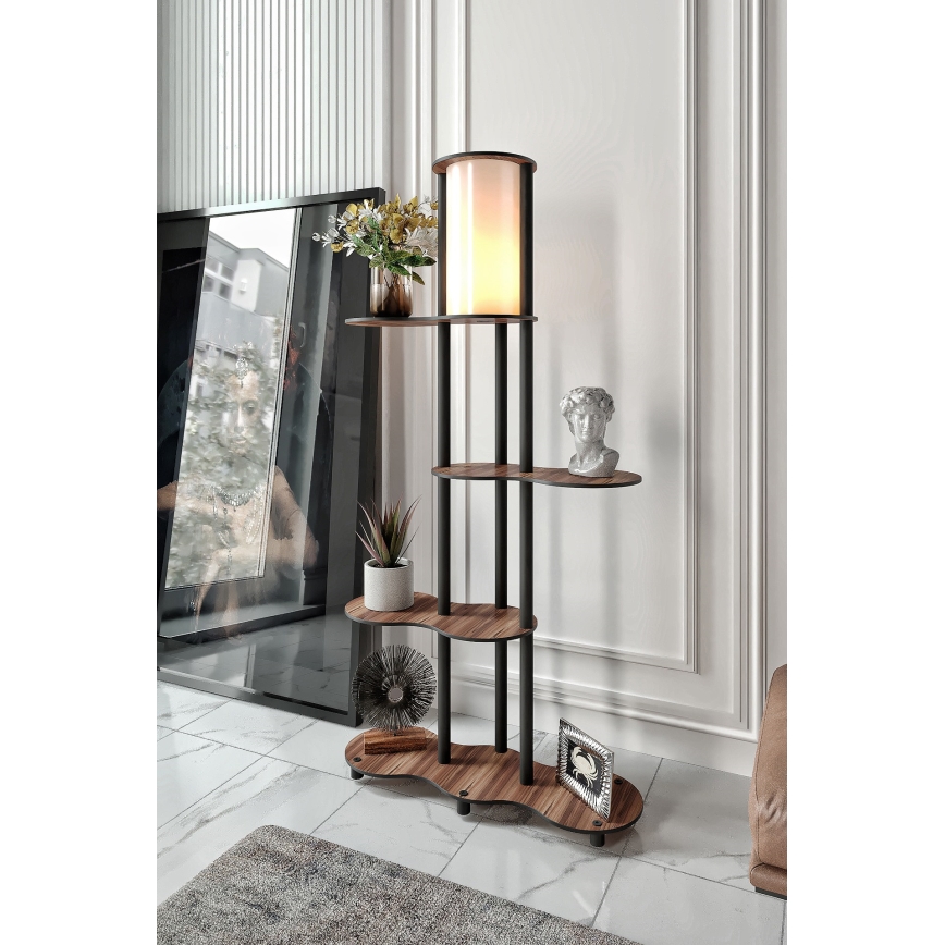 Stojacia lampa s poličkami NOTO 1xE27/40W/230V hnedá/čierna