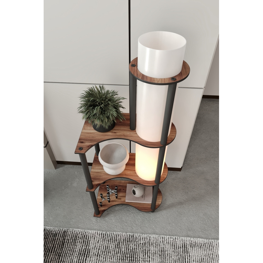 Stojacia lampa s poličkami NOTO 1xE27/40W/230V hnedá/čierna