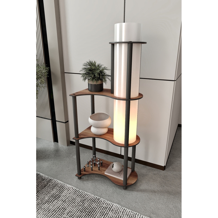 Stojacia lampa s poličkami NOTO 1xE27/40W/230V hnedá/čierna