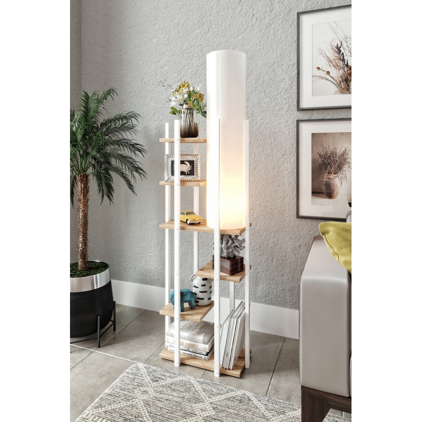 Stojacia lampa s poličkami VOGUE 1xE27/40W/230V 160 cm biela