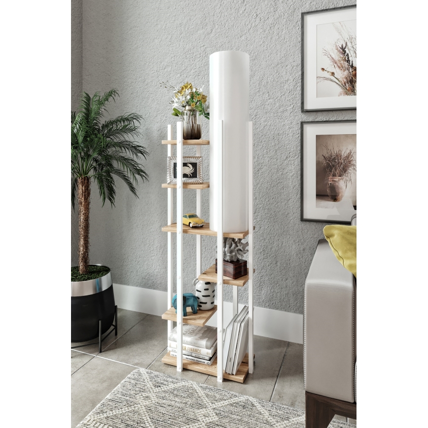 Stojacia lampa s poličkami VOGUE 1xE27/40W/230V 160 cm biela