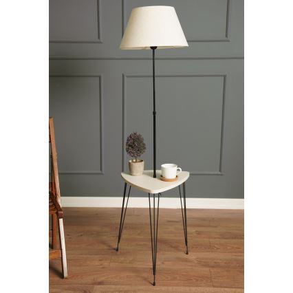 Stojacia lampa so stolíkom 1xE27/40W/230V čierna/krémová