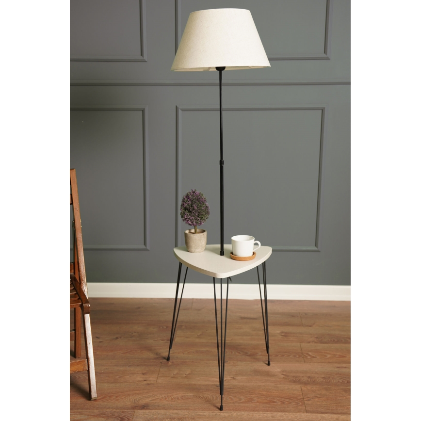 Stojacia lampa so stolíkom 1xE27/40W/230V čierna/krémová