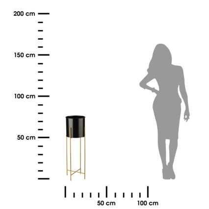 Stojan na kvety 75x17 cm čierna/zlatá