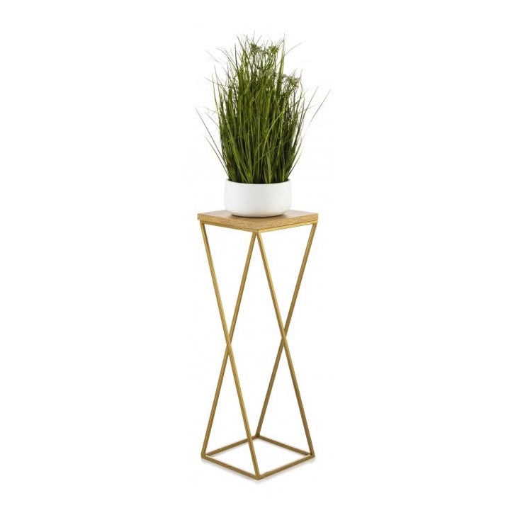 Stojan na kvety LOFT 70x24 cm zlatá/hnedá