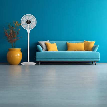 Stojanový ventilátor 25 W/230 V, 130 cm, biely, s diaľkovým ovládaním