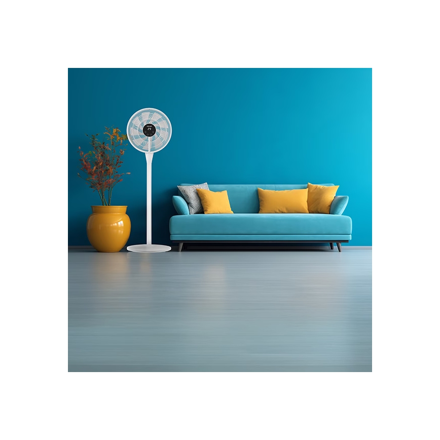 Stojanový ventilátor 25 W/230 V, 130 cm, biely, s diaľkovým ovládaním