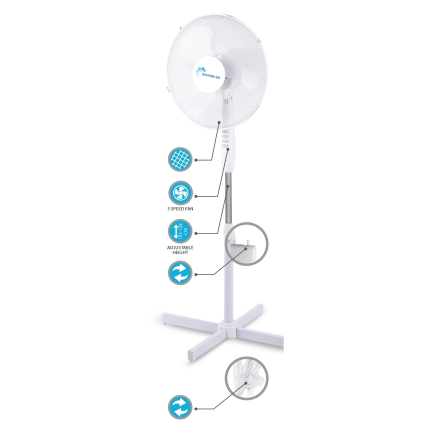 Stojanový ventilátor 42W/230V pr. 40 cm biela
