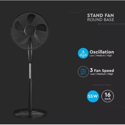 Stojanový ventilátor pr. 43 cm 55W/230V čierna