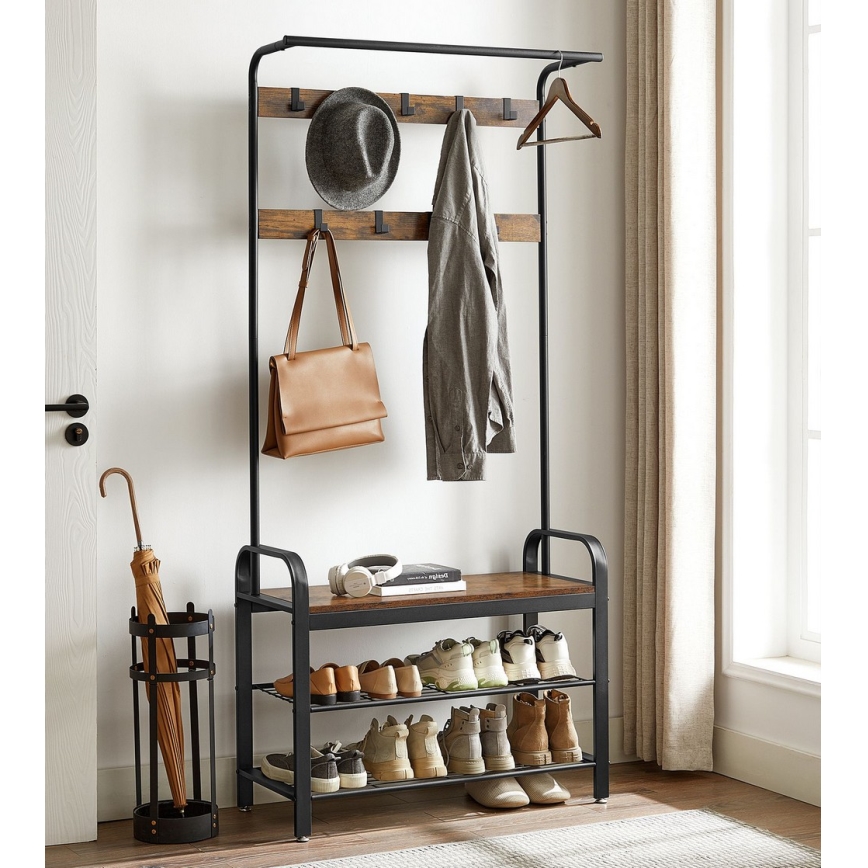 Stojanový vešiak NAVOR hnedá/čierna