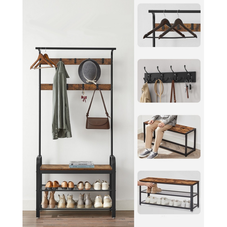 Stojanový vešiak NAVOR hnedá/čierna