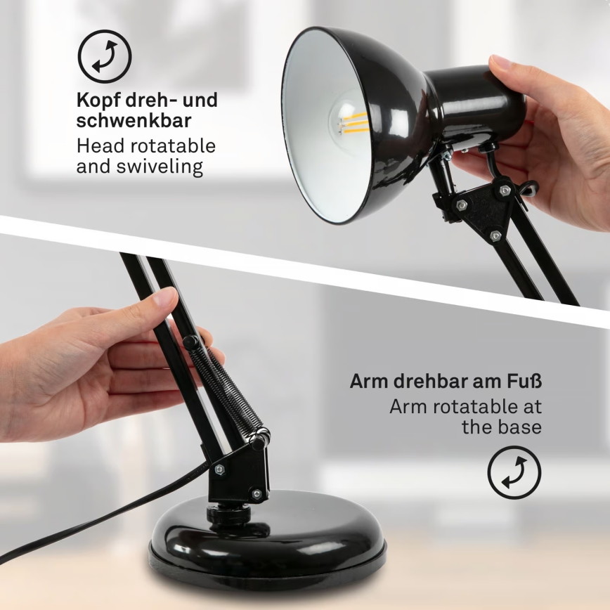 Stolná lampa 1xE14/25W/230V čierna