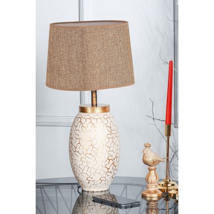 Stolná lampa 1xE27/40W/230V béžová/zlatá