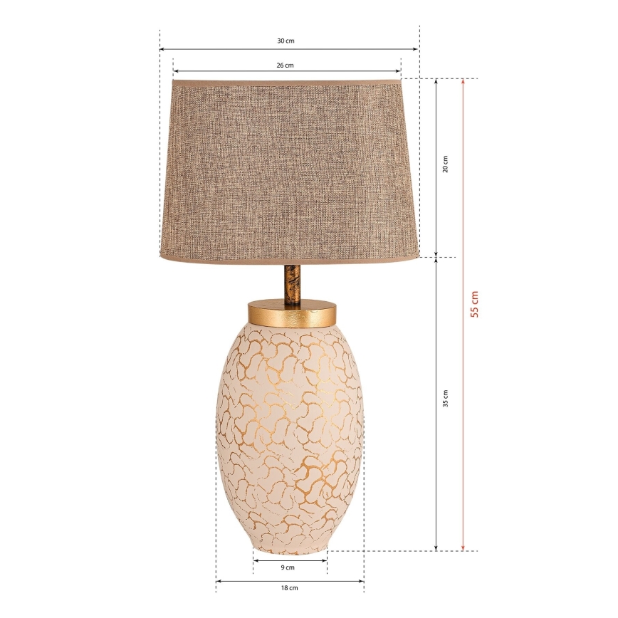 Stolná lampa 1xE27/40W/230V béžová/zlatá
