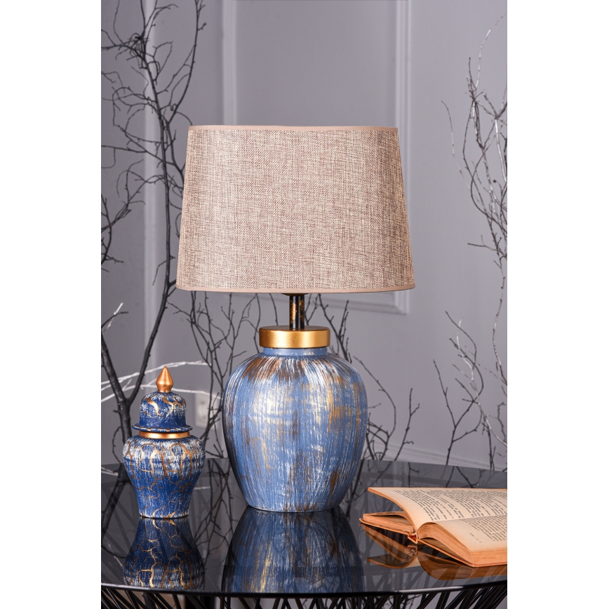 Stolná lampa 1xE27/40W/230V modrá/béžová