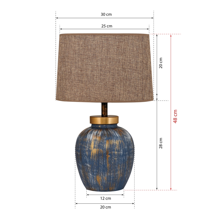 Stolná lampa 1xE27/40W/230V modrá/béžová